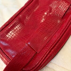 ADA Collection Handmade Cassandra Belt Bag Red Croco Genuine Leather 7609